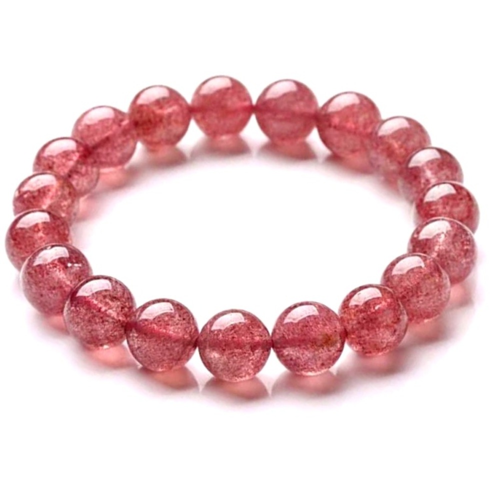10mm 139.40CT Natural strawberry Quartz Stretchable Bracelet
